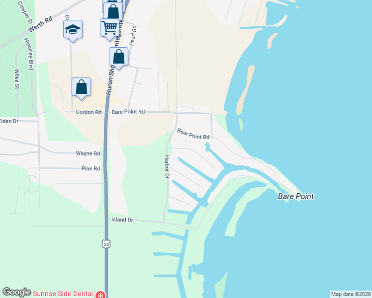 map of restaurants, bars, coffee shops, grocery stores, and more near 109 Channel Road 1 in Alpena