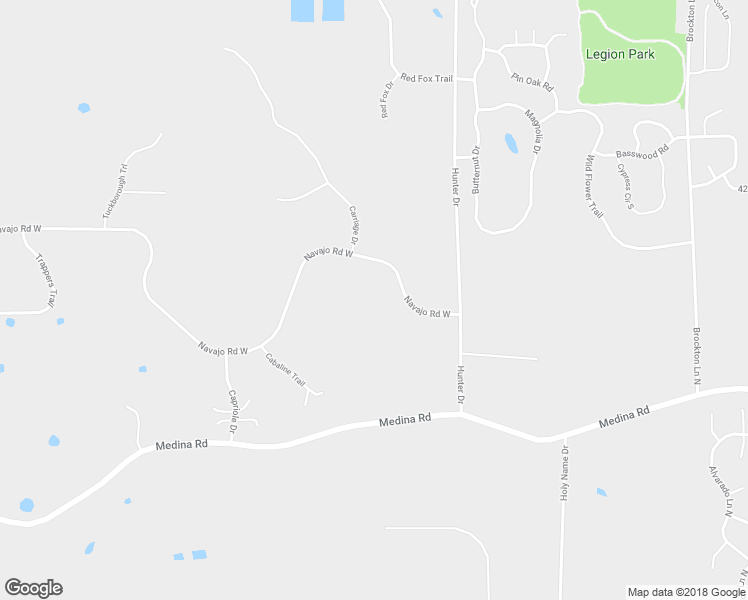 map of restaurants, bars, coffee shops, grocery stores, and more near 575 Navajo Road West in Medina