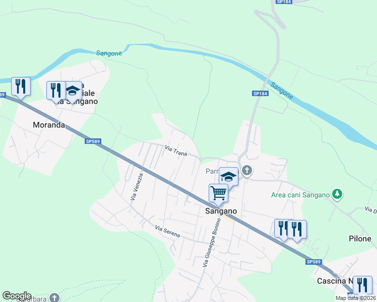 map of restaurants, bars, coffee shops, grocery stores, and more near 10 Via G. Verdi in Sangano