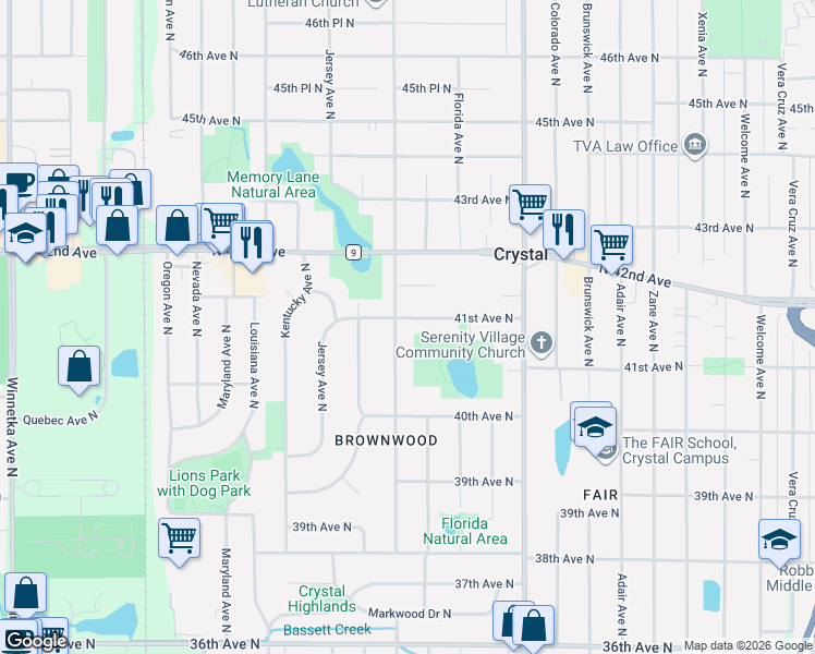 map of restaurants, bars, coffee shops, grocery stores, and more near 4060 Hampshire Avenue North in Minneapolis