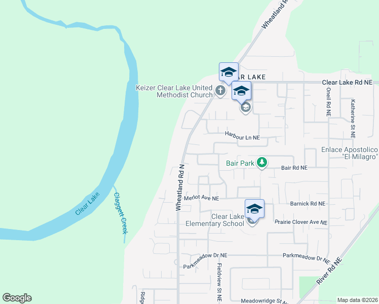 map of restaurants, bars, coffee shops, grocery stores, and more near 673 Pinehurst Avenue Northeast in Keizer