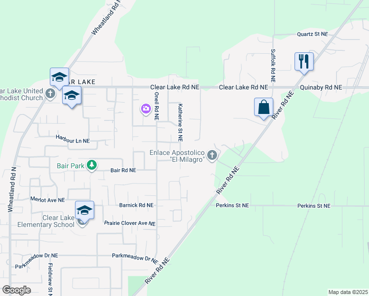 map of restaurants, bars, coffee shops, grocery stores, and more near 7753 Trebber Street Northeast in Keizer