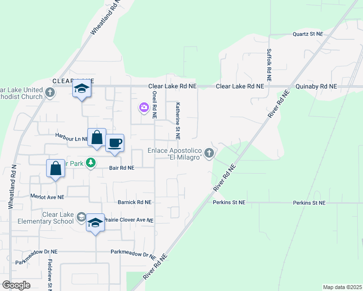 map of restaurants, bars, coffee shops, grocery stores, and more near 7753 Trebber Street Northeast in Keizer