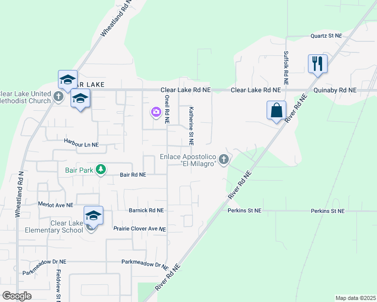 map of restaurants, bars, coffee shops, grocery stores, and more near 7753 Trebber Street Northeast in Keizer