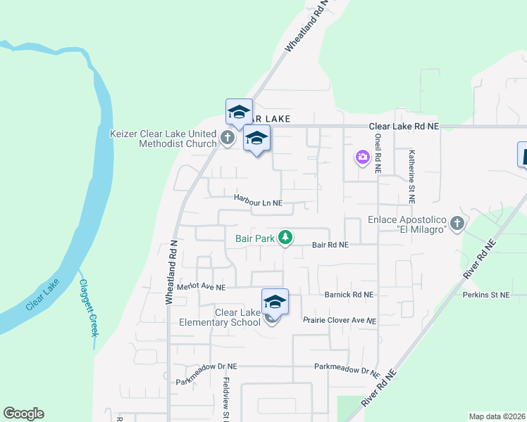 map of restaurants, bars, coffee shops, grocery stores, and more near 1047 Taurus Loop Northeast in Keizer