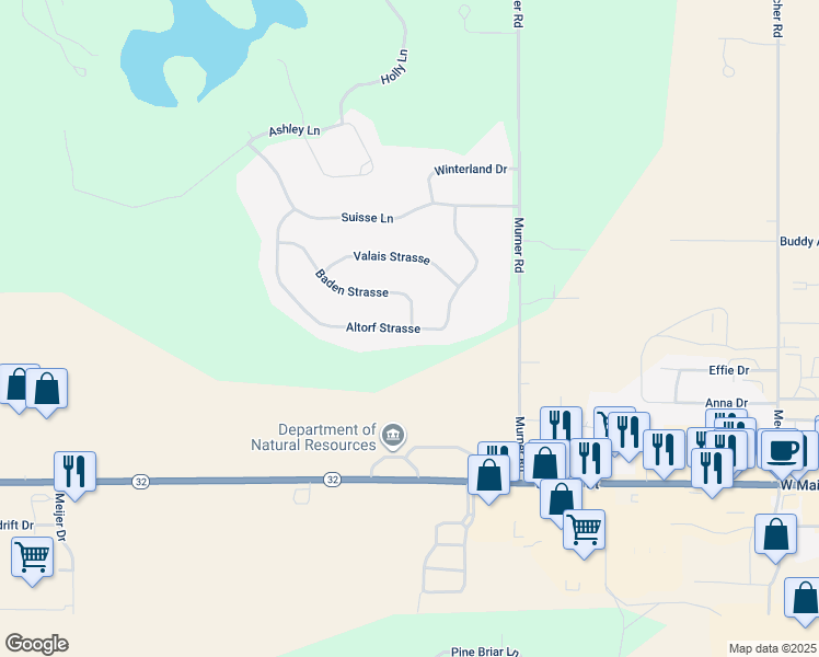 map of restaurants, bars, coffee shops, grocery stores, and more near 1691 Altorf Strasse in Gaylord
