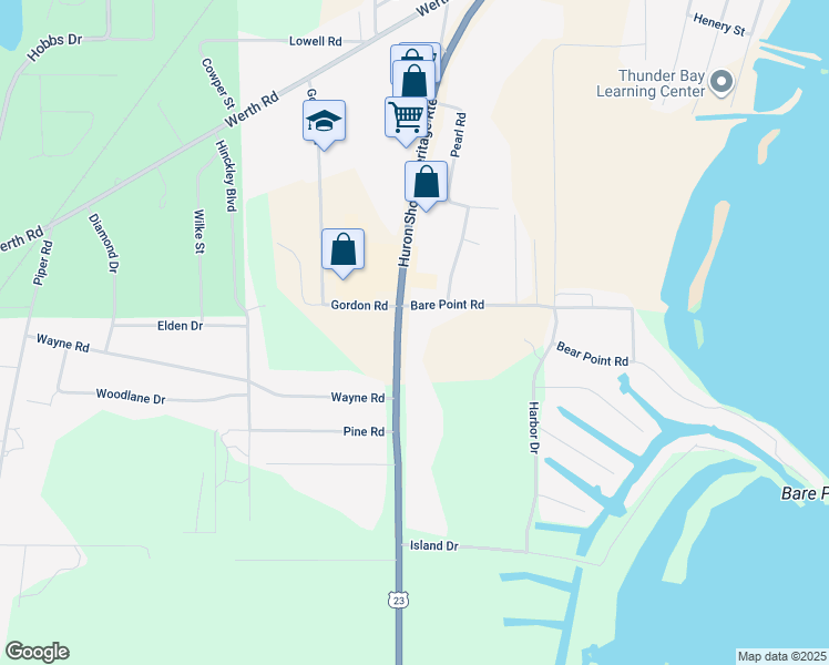 map of restaurants, bars, coffee shops, grocery stores, and more near 3023 U.S. 23 in Alpena