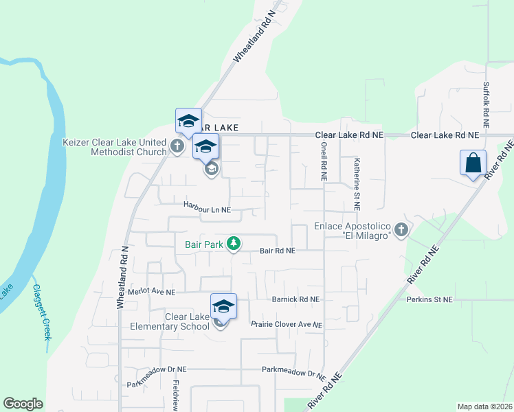 map of restaurants, bars, coffee shops, grocery stores, and more near 7759 Timothy Lane Northeast in Keizer