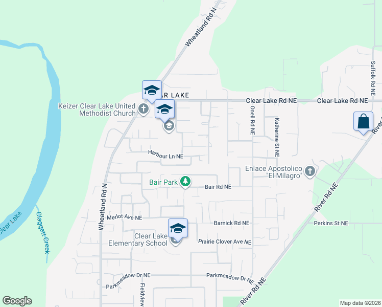 map of restaurants, bars, coffee shops, grocery stores, and more near 1137 Taurus Loop Northeast in Keizer