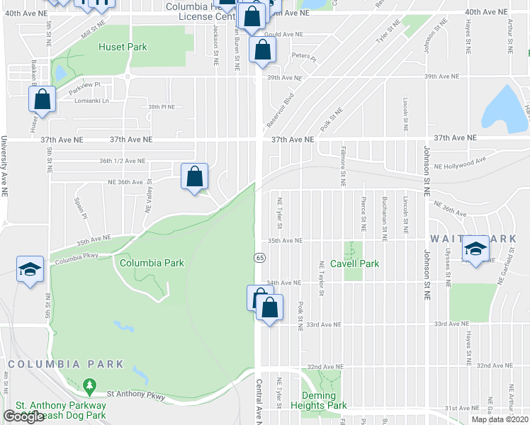 map of restaurants, bars, coffee shops, grocery stores, and more near 3539 Central Avenue Northeast in Minneapolis