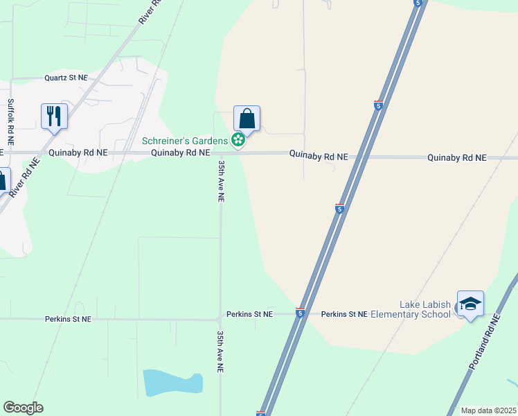 map of restaurants, bars, coffee shops, grocery stores, and more near 7752 35th Avenue Northeast in Salem