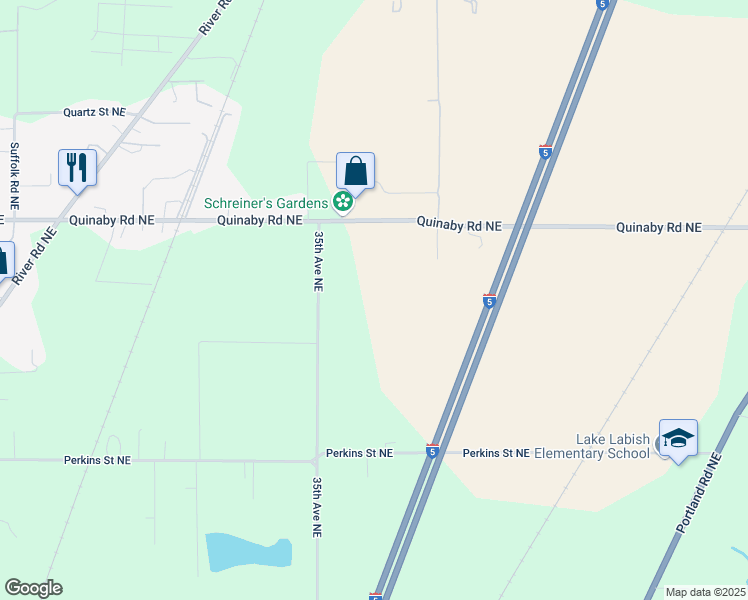 map of restaurants, bars, coffee shops, grocery stores, and more near 7752 35th Avenue Northeast in Salem