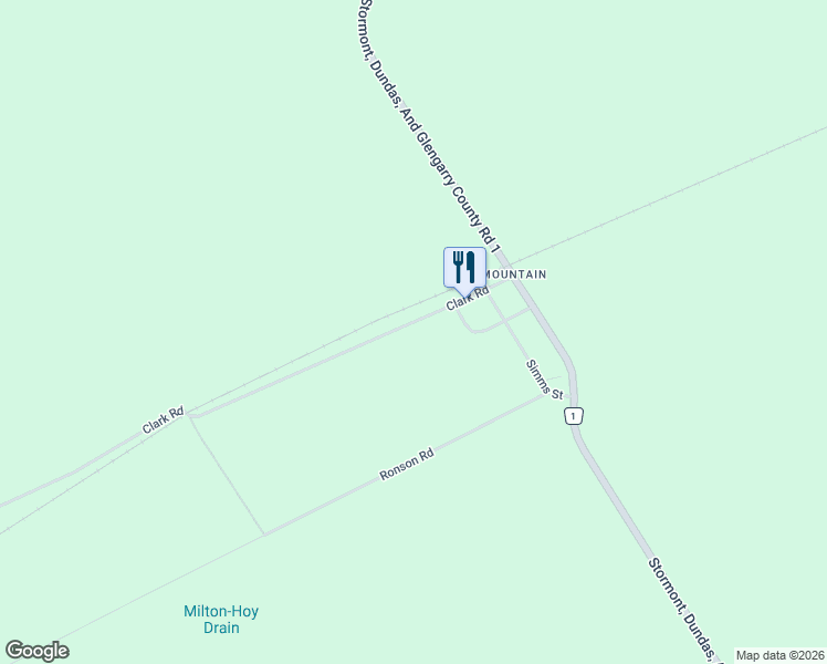 map of restaurants, bars, coffee shops, grocery stores, and more near 10486 Clark Road in North Dundas