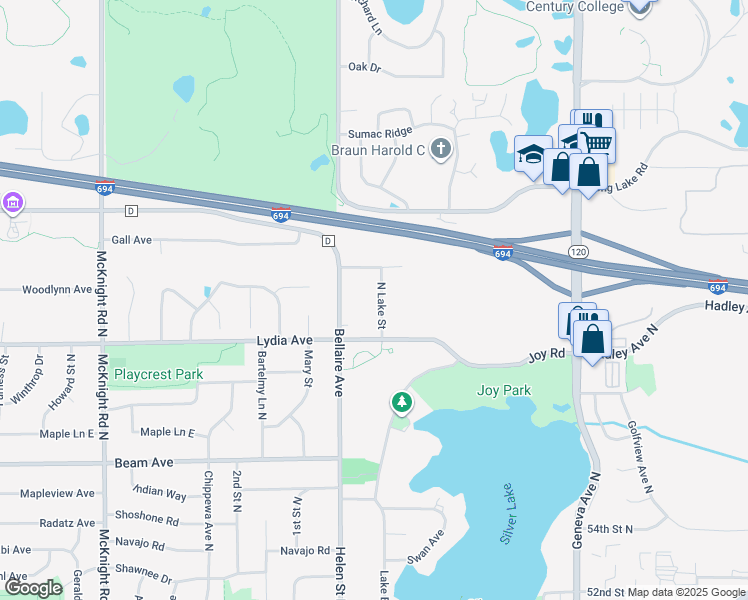 map of restaurants, bars, coffee shops, grocery stores, and more near 3035 North Lake Street in Saint Paul