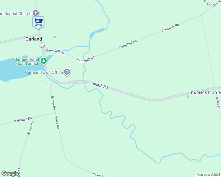 map of restaurants, bars, coffee shops, grocery stores, and more near Maine 94 in Garland