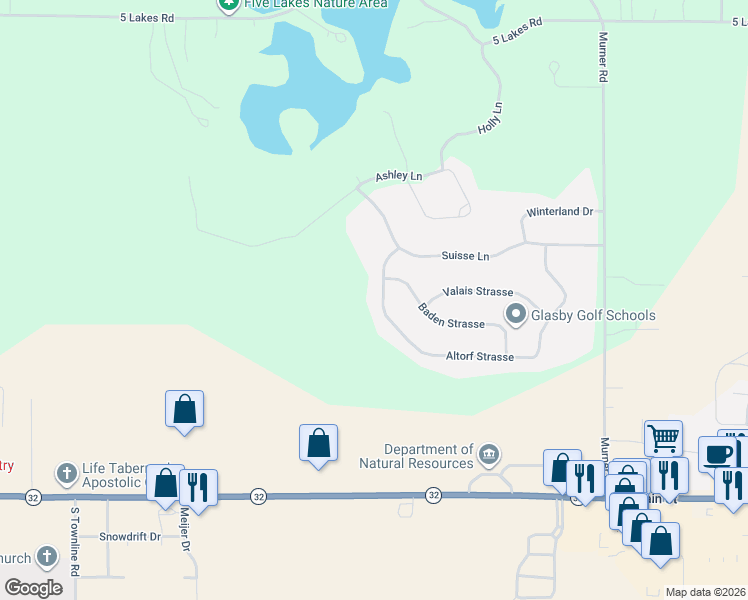map of restaurants, bars, coffee shops, grocery stores, and more near 1889 Altorf Strasse in Gaylord
