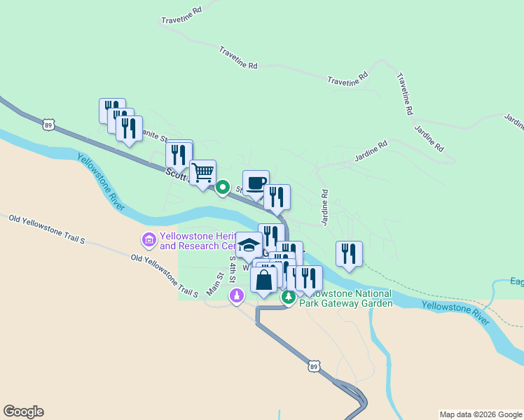 map of restaurants, bars, coffee shops, grocery stores, and more near 310 Water Street in Gardiner