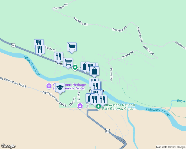 map of restaurants, bars, coffee shops, grocery stores, and more near 406 Scott Street West in Gardiner