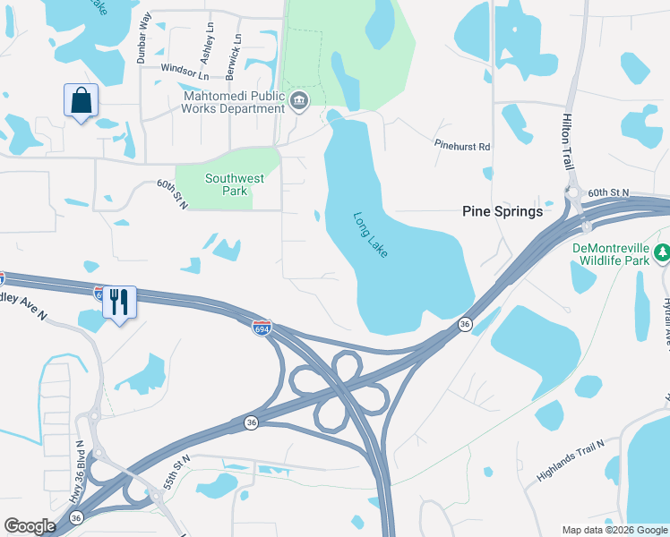 map of restaurants, bars, coffee shops, grocery stores, and more near 3060 Oakdale Drive in Saint Paul