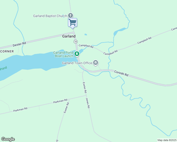 map of restaurants, bars, coffee shops, grocery stores, and more near Maine 94 in Garland