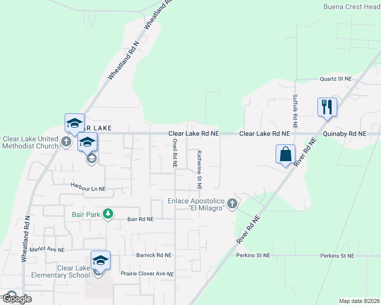 map of restaurants, bars, coffee shops, grocery stores, and more near 1689 Patty Avenue Northeast in Keizer