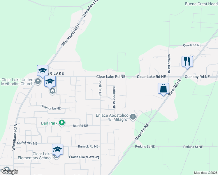 map of restaurants, bars, coffee shops, grocery stores, and more near 1689 Patty Avenue Northeast in Keizer