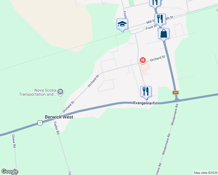 map of restaurants, bars, coffee shops, grocery stores, and more near 79 Gravenstein Drive in Berwick