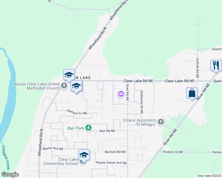map of restaurants, bars, coffee shops, grocery stores, and more near 7941 Saint Charles Street Northeast in Keizer