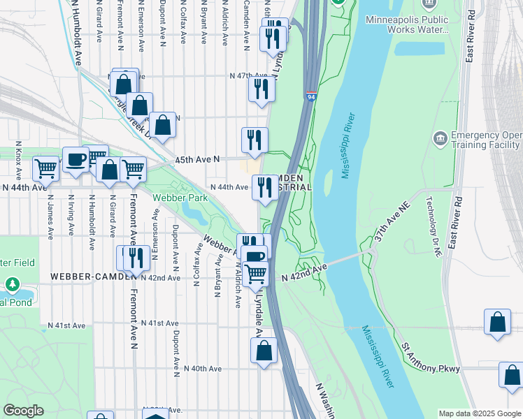 map of restaurants, bars, coffee shops, grocery stores, and more near 4328 North Lyndale Avenue in Minneapolis