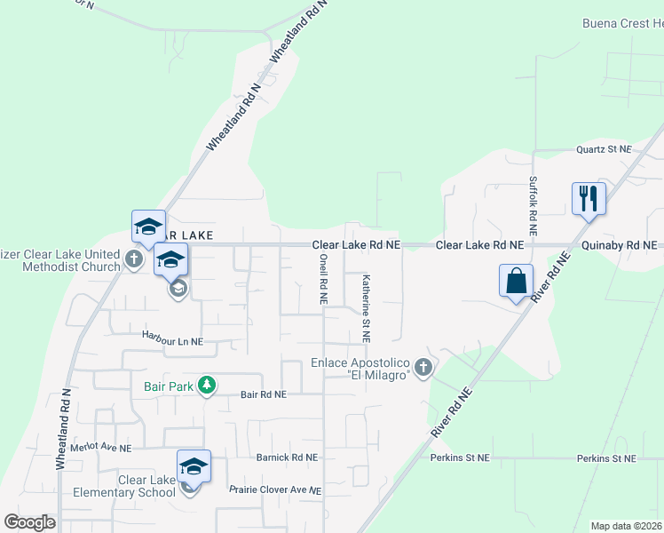map of restaurants, bars, coffee shops, grocery stores, and more near 7950 Oneil Road Northeast in Keizer