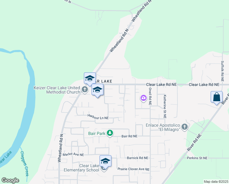 map of restaurants, bars, coffee shops, grocery stores, and more near 1154 Brunner Court Northeast in Keizer
