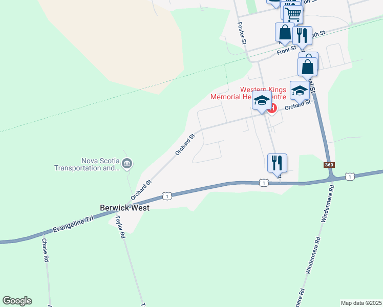 map of restaurants, bars, coffee shops, grocery stores, and more near 34 Gravenstein Drive in Berwick