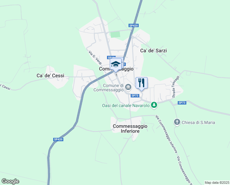 map of restaurants, bars, coffee shops, grocery stores, and more near 3 Via de Musoni Andrea in Commessaggio