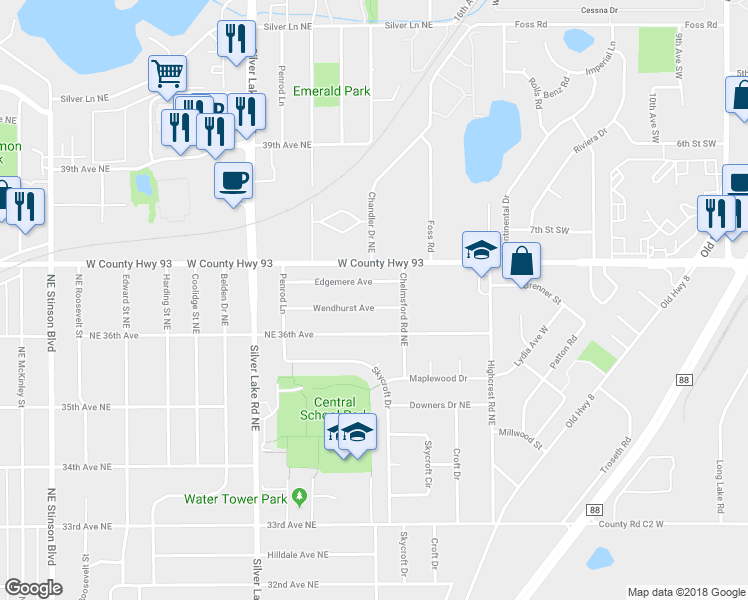 map of restaurants, bars, coffee shops, grocery stores, and more near 3309 Wendhurst Avenue in Minneapolis