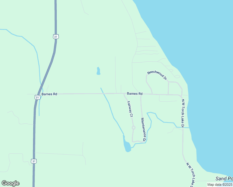 map of restaurants, bars, coffee shops, grocery stores, and more near 100 Sugar Maple Lane in Kewadin