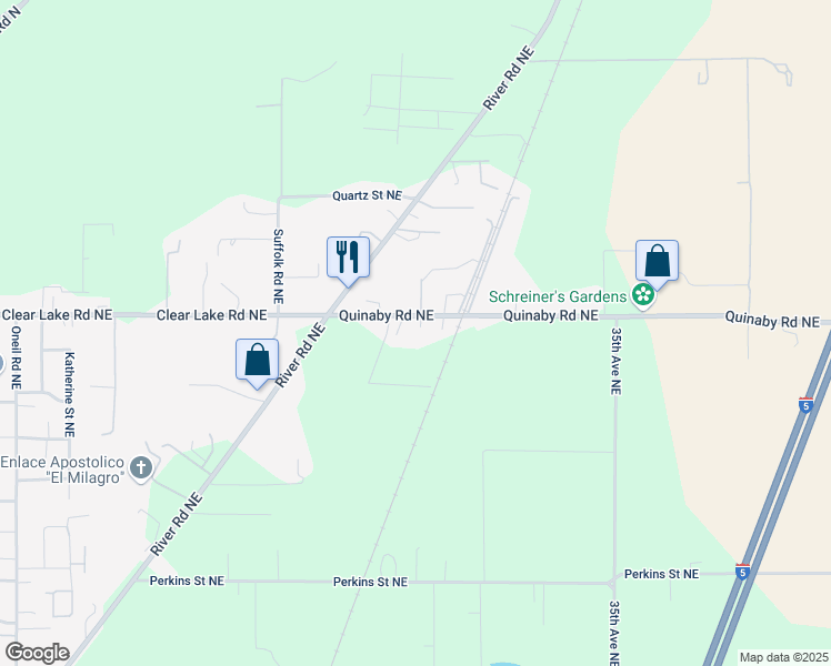 map of restaurants, bars, coffee shops, grocery stores, and more near 2860 Quinaby Road Northeast in Salem