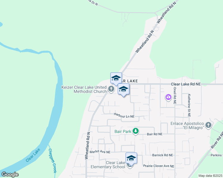 map of restaurants, bars, coffee shops, grocery stores, and more near 7990 Wheatland Road North in Keizer