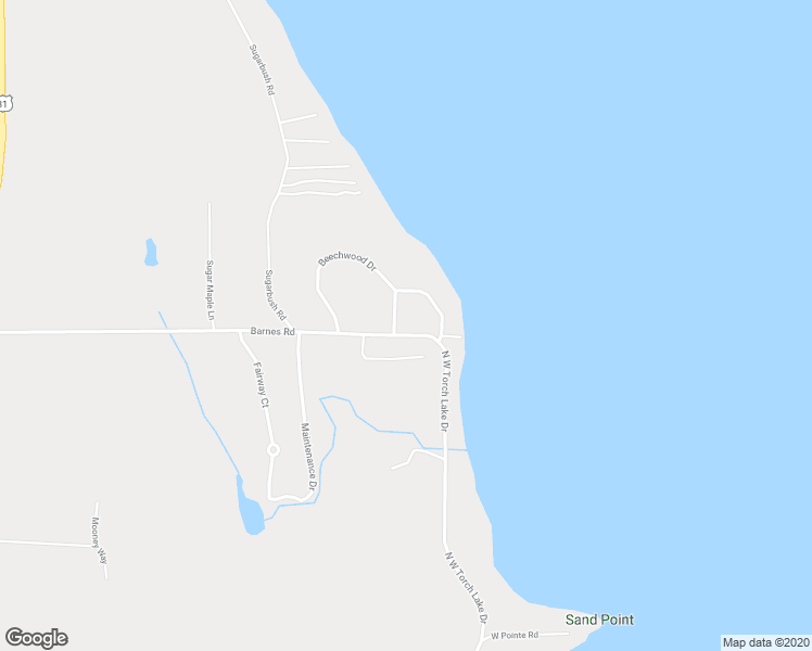 map of restaurants, bars, coffee shops, grocery stores, and more near 11094 Barnes Road in Kewadin