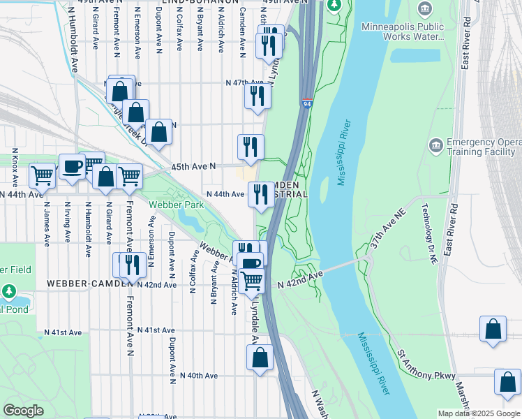 map of restaurants, bars, coffee shops, grocery stores, and more near 4328 North Lyndale Avenue in Minneapolis