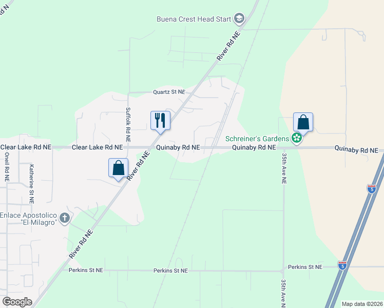 map of restaurants, bars, coffee shops, grocery stores, and more near 2860 Quinaby Road Northeast in Salem