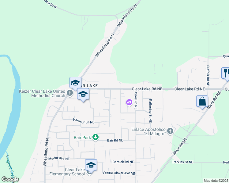 map of restaurants, bars, coffee shops, grocery stores, and more near 7941 Saint Charles Street Northeast in Keizer