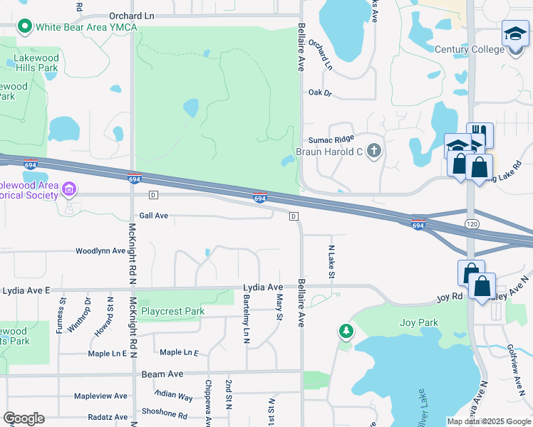 map of restaurants, bars, coffee shops, grocery stores, and more near 2454 Gall Avenue in Saint Paul