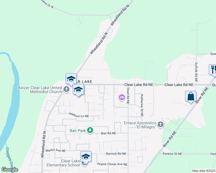 map of restaurants, bars, coffee shops, grocery stores, and more near 7941 Saint Charles Street Northeast in Keizer