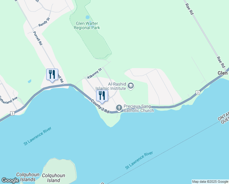 map of restaurants, bars, coffee shops, grocery stores, and more near 18292 Kilkenny Crescent in Cornwall