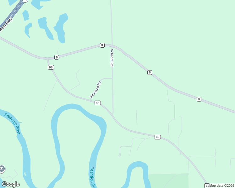 map of restaurants, bars, coffee shops, grocery stores, and more near N2118 Schacht Road in Marinette