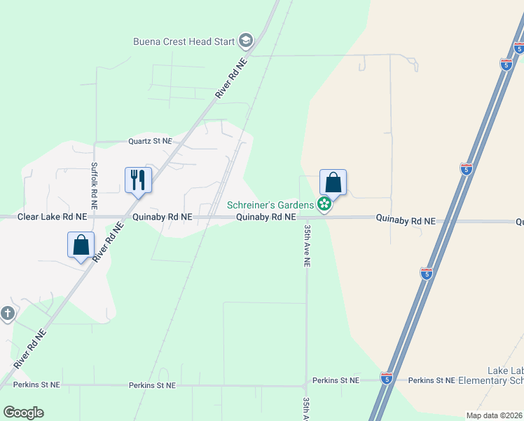 map of restaurants, bars, coffee shops, grocery stores, and more near 3235 Quinaby Road Northeast in Salem