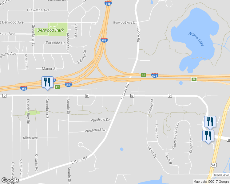 map of restaurants, bars, coffee shops, grocery stores, and more near 973 County Road D East in Saint Paul
