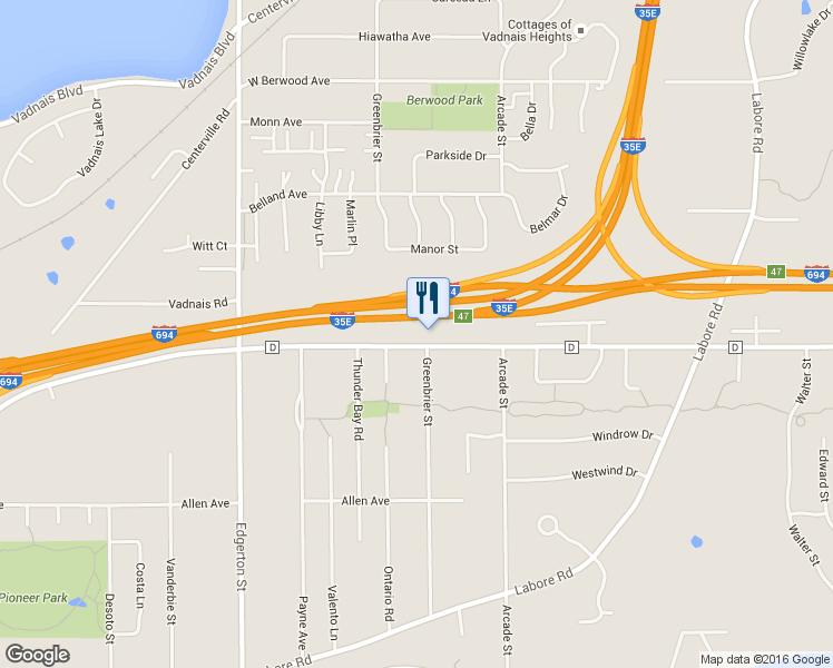 map of restaurants, bars, coffee shops, grocery stores, and more near 745 County Road D East in Saint Paul