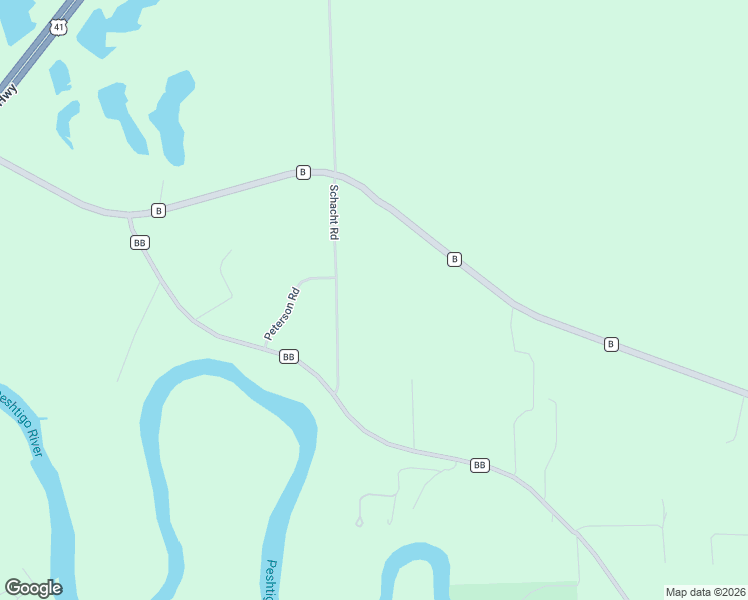map of restaurants, bars, coffee shops, grocery stores, and more near N2118 Schacht Road in Marinette