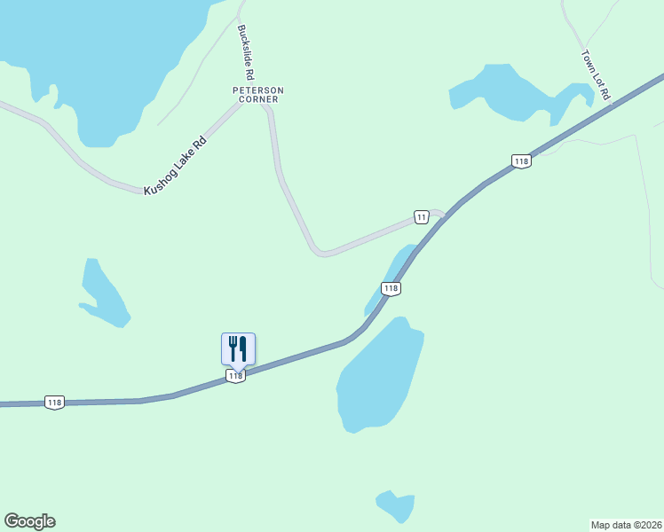 map of restaurants, bars, coffee shops, grocery stores, and more near 1093 Kushog Lake Road in Minden